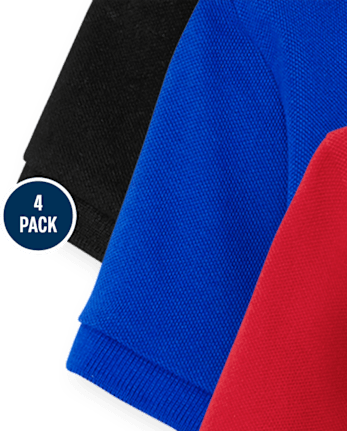 Polo de piqué de uniforme para bebés y niños pequeños, paquete de 4