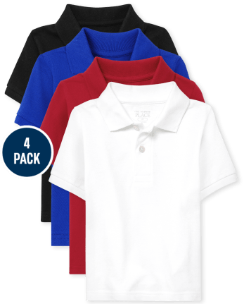 Toddler Boys Uniform Pique Polo 4-Pack