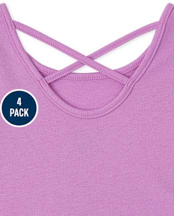 Toddler Girls Print Cross Back Top 4-Pack