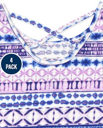 Toddler Girls Print Cross Back Top 4-Pack