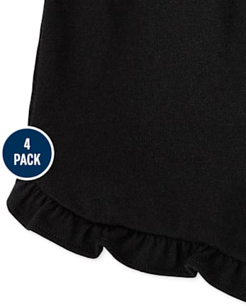 Paquete de 4 pantalones cortos con volantes para niñas pequeñas