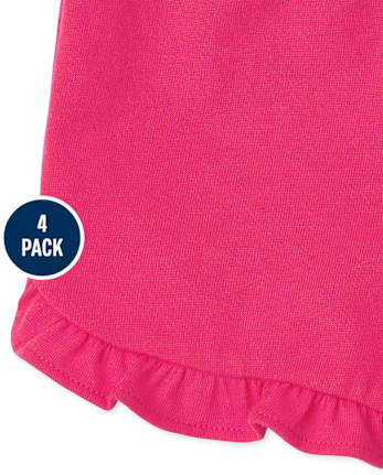 Paquete de 4 pantalones cortos con volantes para niñas pequeñas