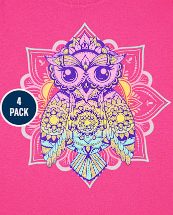 Paquete de 4 camisetas con estampado de animales para niñas