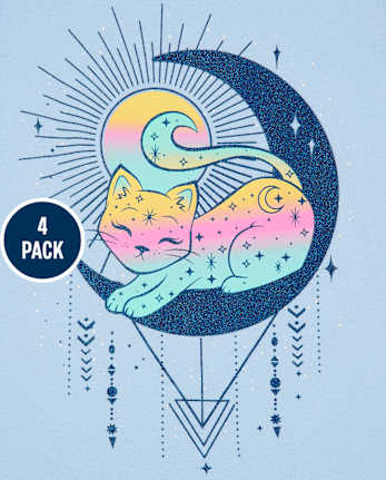 Paquete de 4 camisetas con estampado de animales para niñas