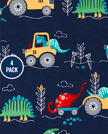 Paquete de 4 tops de tractor Dino para niños pequeños