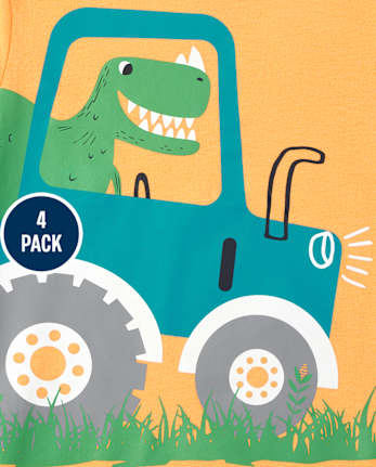 Paquete de 4 tops de tractor Dino para niños pequeños