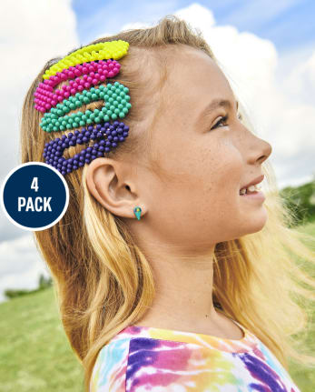 Paquete de 4 pasadores para el cabello con lunares para niñas