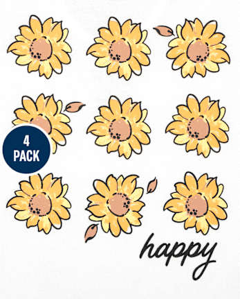 Paquete de 4 tops de girasol para niñas pequeñas