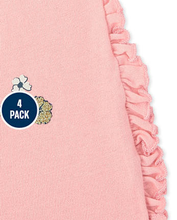 Paquete de 4 tops con volantes y vaquera para niñas pequeñas