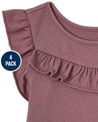 Paquete de 4 tops con volantes y vaquera para niñas pequeñas