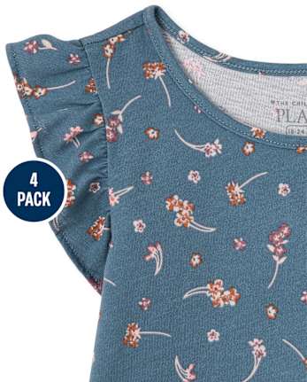 Paquete de 4 tops con volantes y vaquera para niñas pequeñas