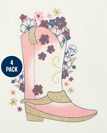 Paquete de 4 tops con volantes y vaquera para niñas pequeñas