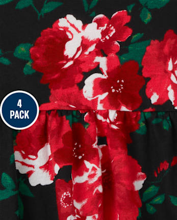 Paquete de 4 tops florales para niñas pequeñas