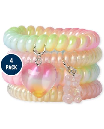 Girls Candy Bear Coil Bracelet 4-Pack