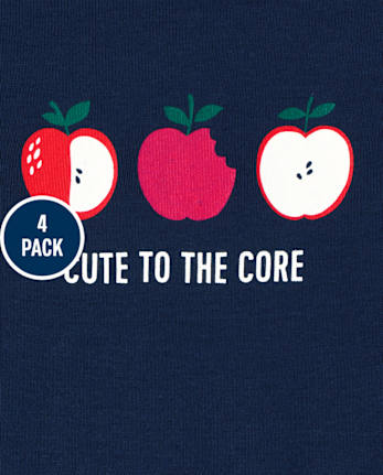 Baby Girls Apple Bodysuit 4-Pack