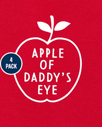 Baby Girls Apple Bodysuit 4-Pack