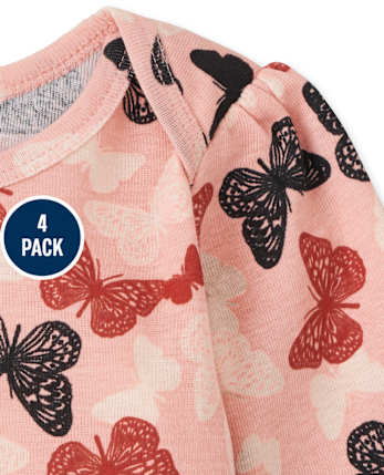 Baby Girls Butterfly Bodysuit 4-Pack