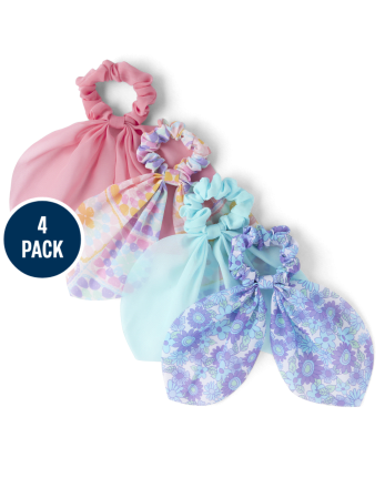Girls Floral Scarf Scrunchie 4-Pack