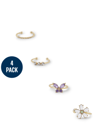 Paquete de 4 anillos de flores para niñas