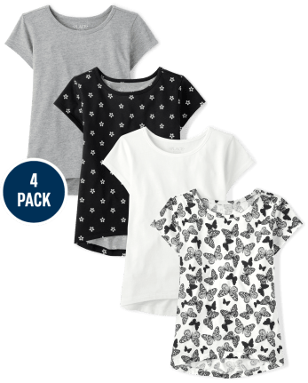 Girls Butterfly High Low Top 4-Pack