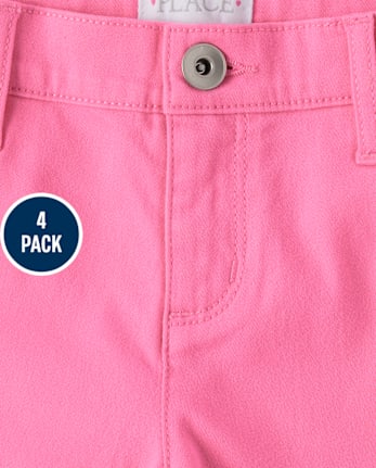 Pack de 4 pantalones Shorts de sarga con puños enrollados para niña - MULTI CLR