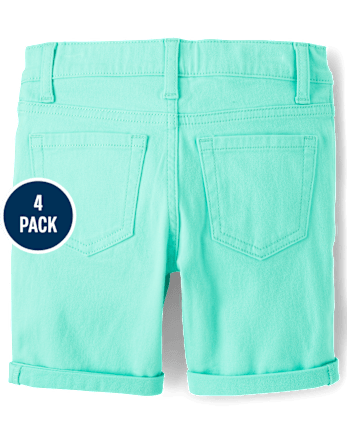 Pack de 4 pantalones Shorts de sarga con puños enrollados para niña - MULTI CLR
