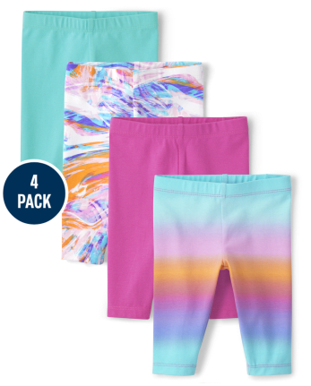 Leggings capri de mármol para niñas pequeñas, paquete de 4