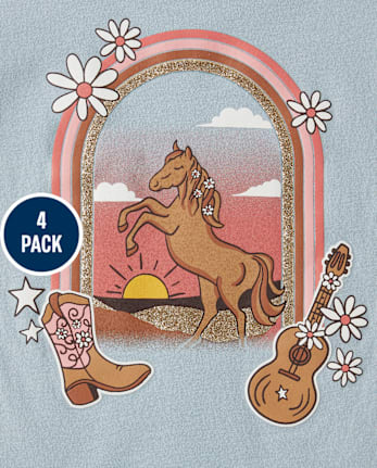 Toddler Girls Western Flutter Top 4-Pack