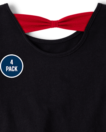 Toddler Girls Floral Bow Back Tops 4-Pack