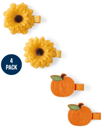 Girls Pumpkin Hair Clip 4-Pack