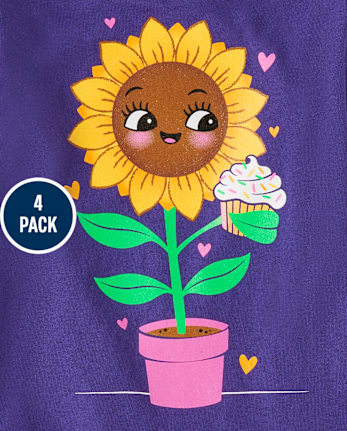 Paquete de 4 camisetas con gráfico educativo para bebés y niñas pequeñas