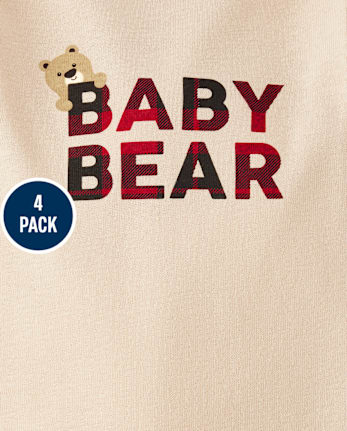 Body con osito para bebé niño, paquete de 4