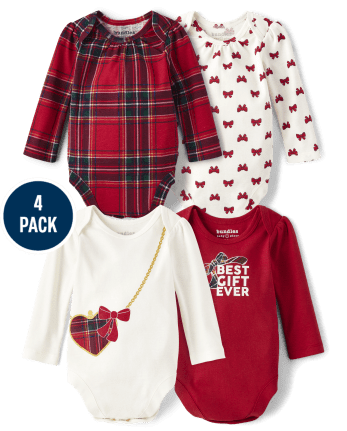 Baby Girls Bow Bodysuit 4-Pack