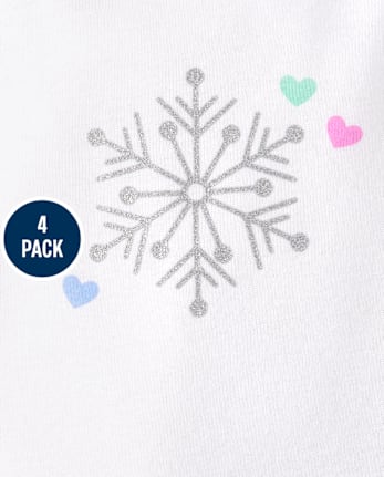 Lot de 4 bodys flocon de neige pour bébés filles