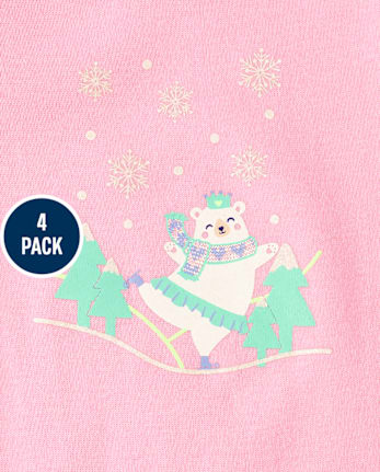 Lot de 4 bodys flocon de neige pour bébés filles