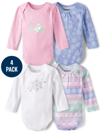 Baby Girls Snowflake Bodysuit 4-Pack