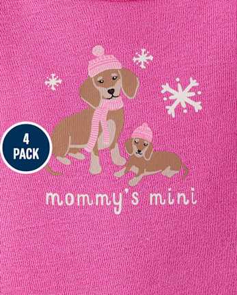 Baby Girls Dog Bodysuit 4-Pack