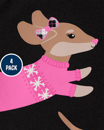 Baby Girls Dog Bodysuit 4-Pack