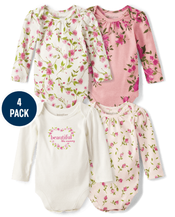Baby Girls Floral Bodysuit 4-Pack
