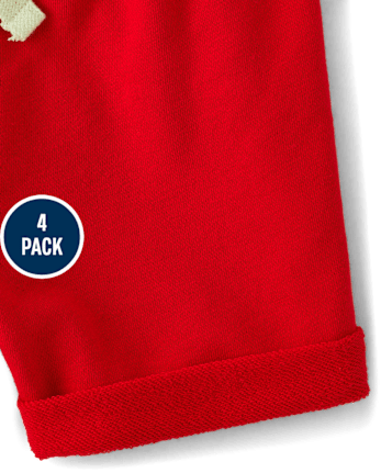 Paquete de 4 pantalones cortos de rizo francés con puños enrollados para bebés y niños pequeños