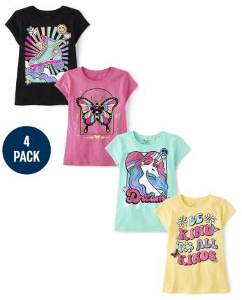 Niña Kind Camisetas estampadas 4-Pack