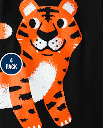 Paquete de 4 camisetas con estampado de animales para bebés y niños pequeños
