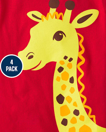 Paquete de 4 camisetas con estampado de animales para bebés y niños pequeños