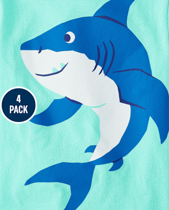 Paquete de 4 camisetas con estampado de animales para bebés y niños pequeños