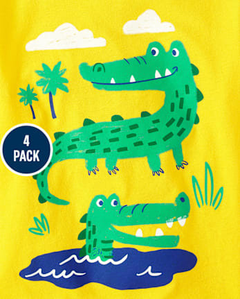 Paquete de 4 camisetas con estampado de animales para bebés y niños pequeños