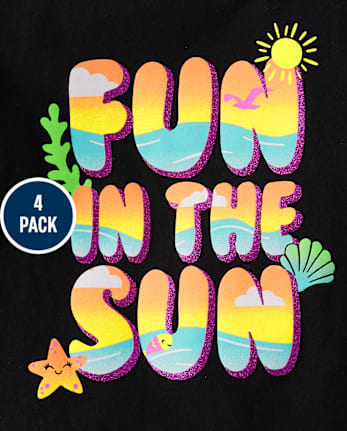 Baby And Toddler Girls Summer Graphic Tee 4-Pack