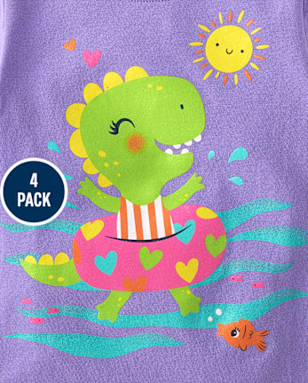 Baby And Toddler Girls Summer Graphic Tee 4-Pack