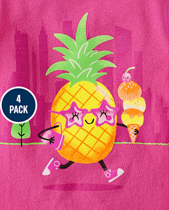Baby And Toddler Girls Summer Graphic Tee 4-Pack