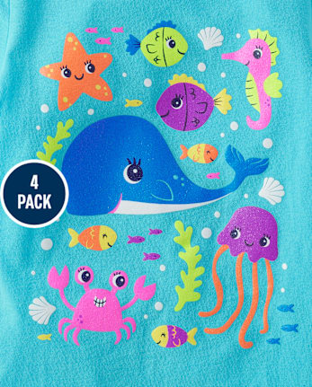 Baby And Toddler Girls Summer Graphic Tee 4-Pack