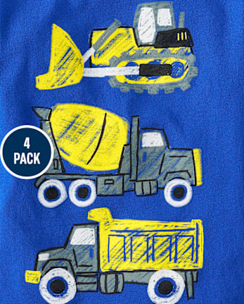 Lot de 3 t-shirts à imprimé véhicule pour bébés et tout-petits garçons